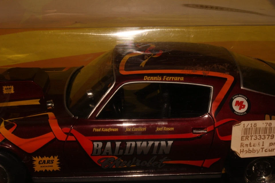 ERTL 1970 Chevy Camaro Baldwin Motion Dennis Ferrara 1:18 Diecast Stock Race Car - Image 4 of 4