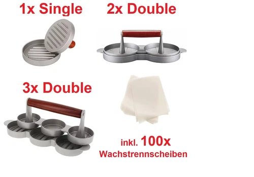 Hamburgerpresse Wachstrennscheiben Single Double Burgerpresse Patty Grill Press