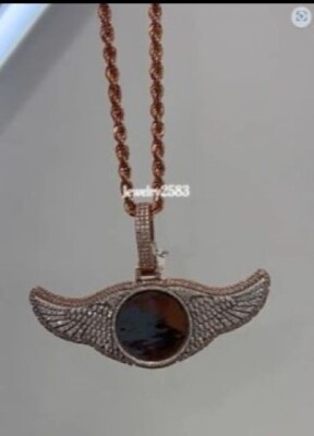 Men's 3ct White Real Moissanite Picture Memory Wings Pendant 925