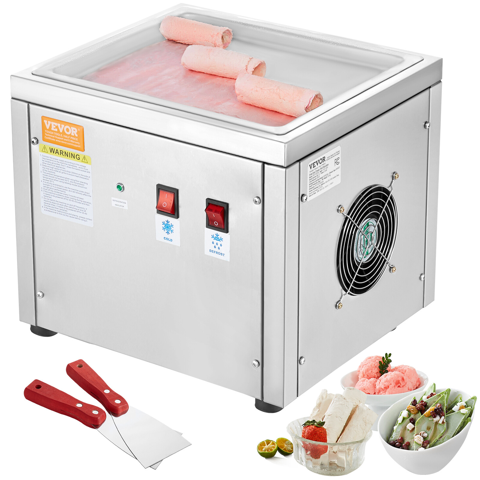 VEVOR Macchina per gelato fritto gelato arrotolato padella 11 x 9,5 pollici