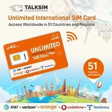 International 4G LTE SIM - 1GB Ultra-Fast 1Day Unlimited Data & 51 Nations Acces