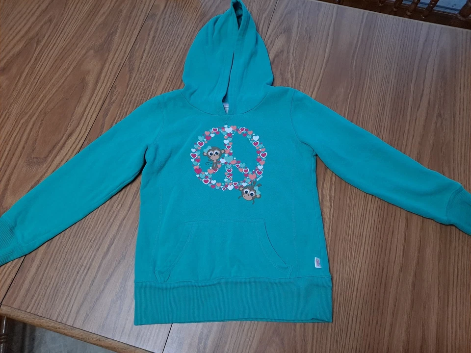 Lote de 2 Sudadera Justice Sudadera con Capucha Talla 6 Estampado Mono Atlético Verde Azulado Naranja Foto 2 de 4