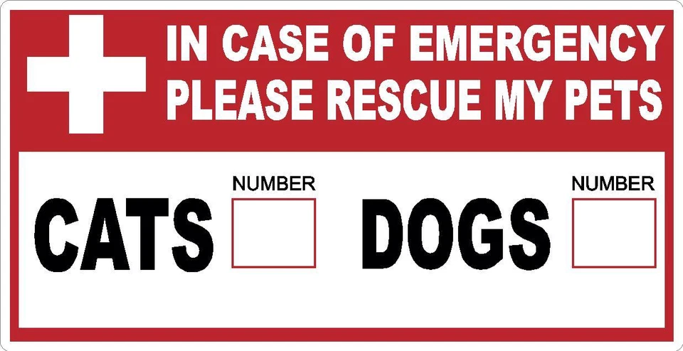 IN CASE OF EMERGENCY SAVE MY PETS DOOR STICKER DECAL FIRE WARNING SAFETY DOG CAT - Image 3 of 3