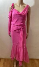 JOHN GALLIANO VINTAGE ONE SLEEVE BIAS SILK SKIRT SET SIZE 4 / 2004 COLLECTION