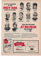 Prestone Jet Wax Polish Indy 500 Race Top Drivers Car Racing Vtg 1966 Print Ad