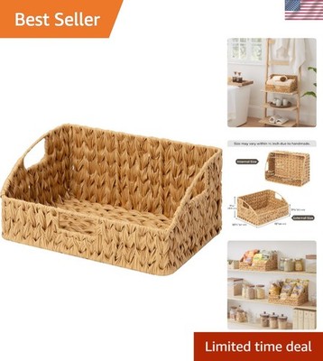 Hand-Woven Decorative Wicker Basket with Handles for Versatile Storage Solutions