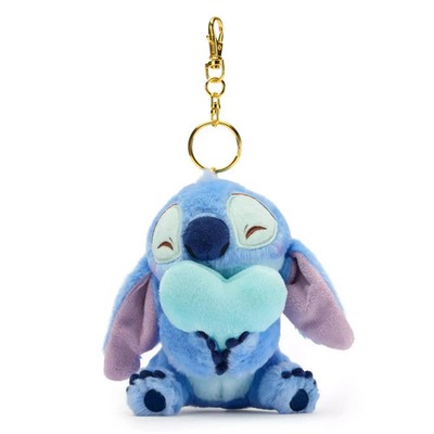 Disney Store Stitch Heart Plush Keychain Bag Charm Key Ring Japan NEW
