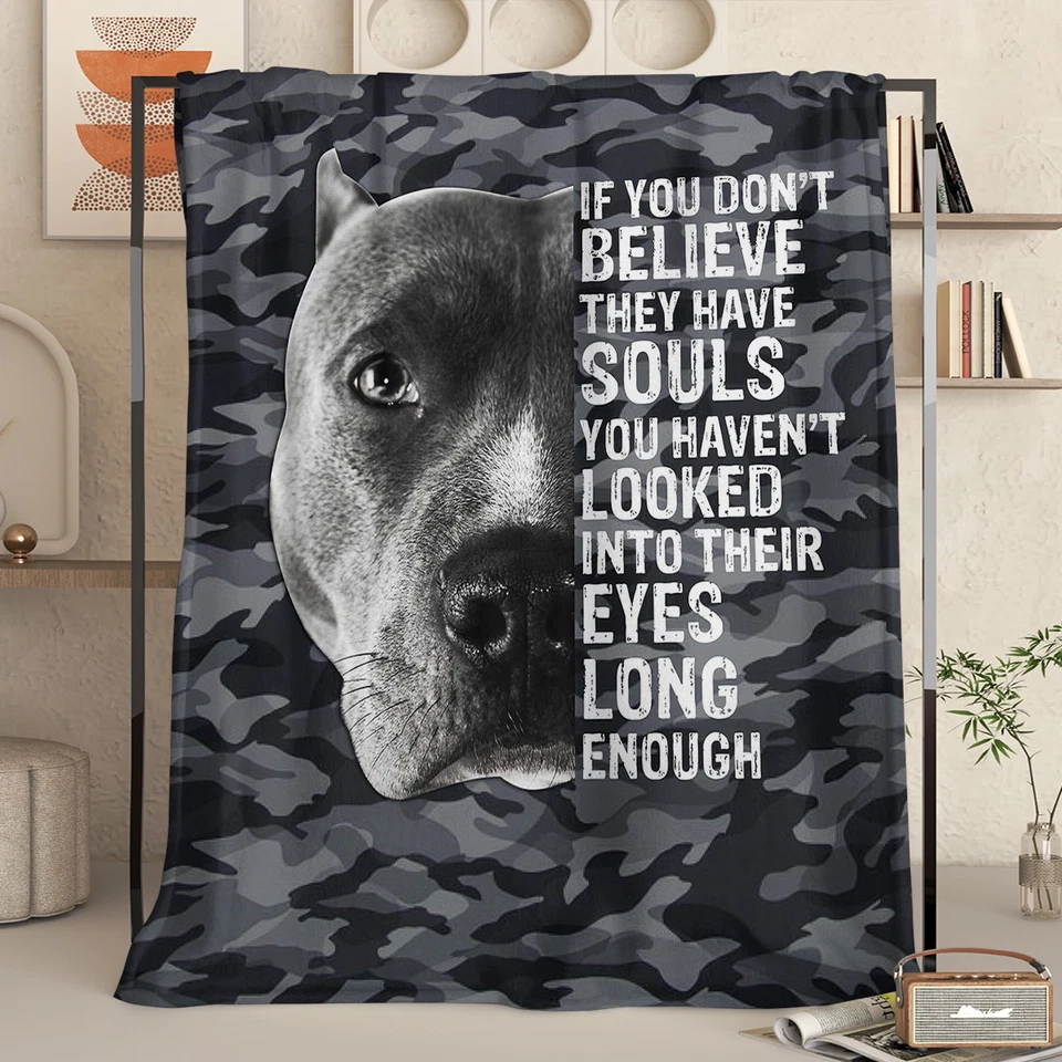 60"x80" Black Dog Flannel Fleece Throw Blanket Pit Bull Terrier Blanket for Sofa - Image 3 of 4