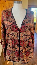 Amazing Artisan Art to Wear Peruvian Connection Vines Hand Knit Cardigan M