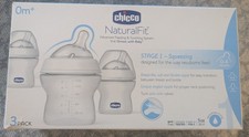 3 Chicco NaturalFit Newborn Baby Bottles Stage 1 - 0-4m - Anti-colic - Open Box