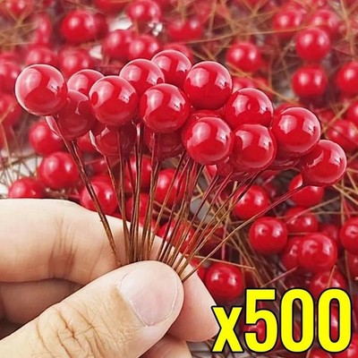 50-500 X DRAHTSTIELE KÜNSTLICHE WEIHNACHTSSTECHPALME BEEREN WEIHNACHTSKRANZ BASTELN