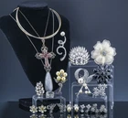 AMAZING LARGE LOT VINTAGE SIGNED COSTUME JEWELRY TRIFARI MONET BROOCHES EARRINGS