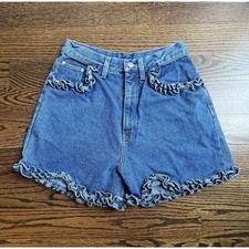 Gitano vintage womens shorts Sz. 25/26 super high waist blue ruffles