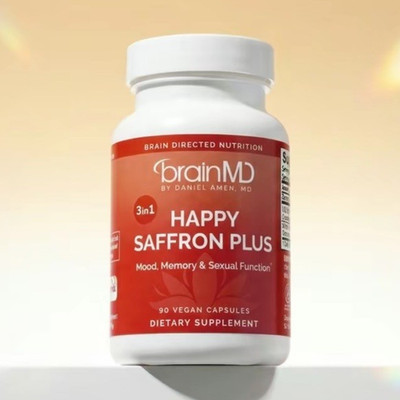 brainMD Happy Saffron Plus Saffron Supplement 90 Vegan Capsules 30mg