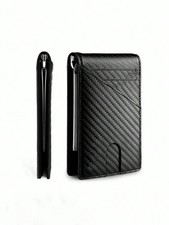 Men's Slim PopUp Bifold Carbon Fiber Wallet, RFID Blocking, Money Clip, Men Gift