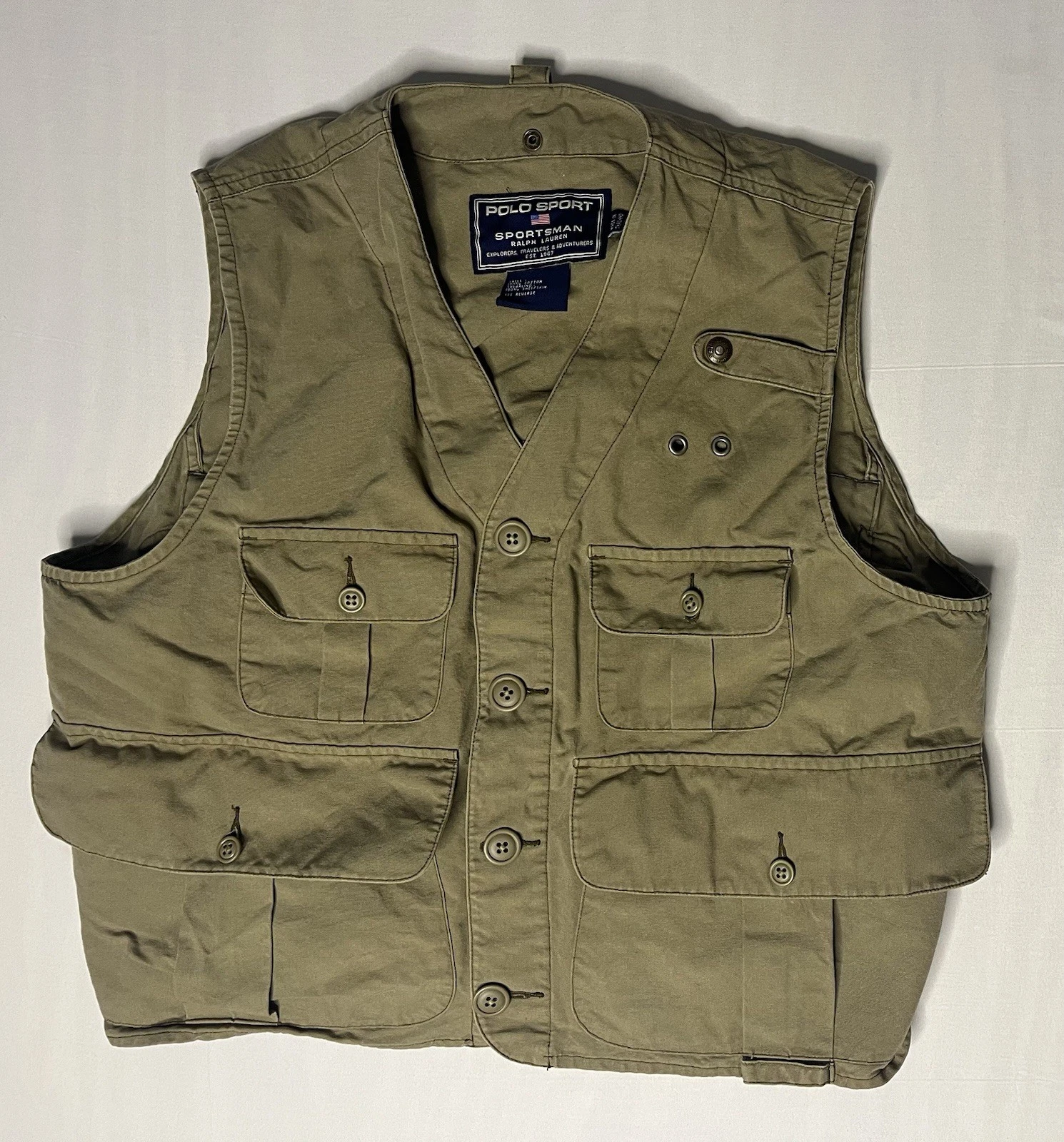 Vintage Polo Sport Sportsman Utility Field Vest Men’s Size Medium Tan Fishing
Opens in a new window
