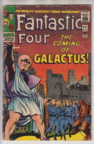 FANTASTIC FOUR # 48  -VG 3.5  KEY 1ST SILVER SURFER GALACTUS CAMEO  PENCE  1966