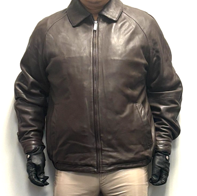 Nautica Brown Leather Bomber Jacket Size XL Tall | eBay