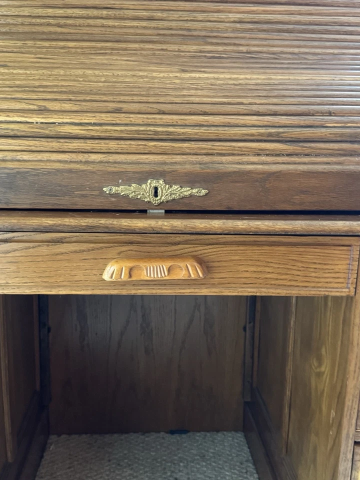 Escritorio con tapa enrollable de madera, ¡de colección con 25 cajones y numerosos cubbitos! Foto 4 de 4