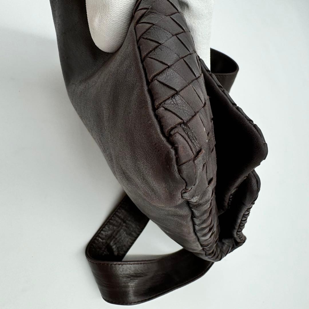 Bottega Veneta Brown All-Leather Shoulder Bag Adjustable Strap Authentic Used thumbnail 10