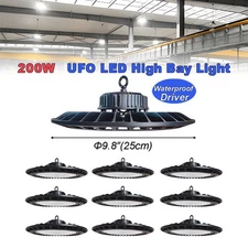 2/10 Pack Hi Bay Low Bay Led Light 200W UFO Led Shop Lights 6500K Commercial Led