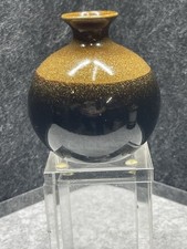 Vintage Small Ceramic Bud Vase – Brown Tan Glazed