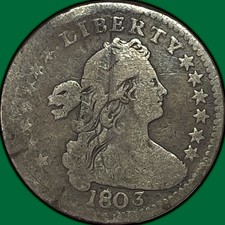 1803 Large 8 Draped Bust Half Dime Very Good VG Coin #45620