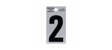 Adhesive House Address Number 2, Reflective Vinyl, Black and Silver, 2 In.
