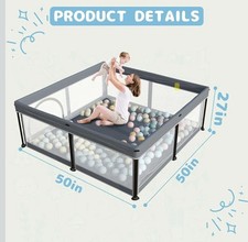 Foldable Baby Playpen with Mat, 50 50; TOREVSIOR