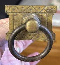 Original Brass Antique Eastlake Victorian Drop Ring Cabinet Dresser Pull Knob