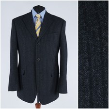 Mens Dark Grey Blazer 46R US Size SORANO Striped Wool Sport Coat Jacket