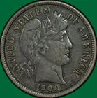 1900 Barber Dime Almost Uncirculated AU Coin, Scratch #38475