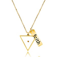 Gold Plated Stainless Triangle-Shaped Mustard Seed Necklace, Faith Pendant Inspi