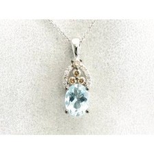 Le Vian 14K White Gold 18" Pendant Necklace Aquamarine Elegant Jewelry for Women