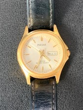 Original Pulsar Quartz Damenarmbanduhr Goldfarben Vintage Japan EDC