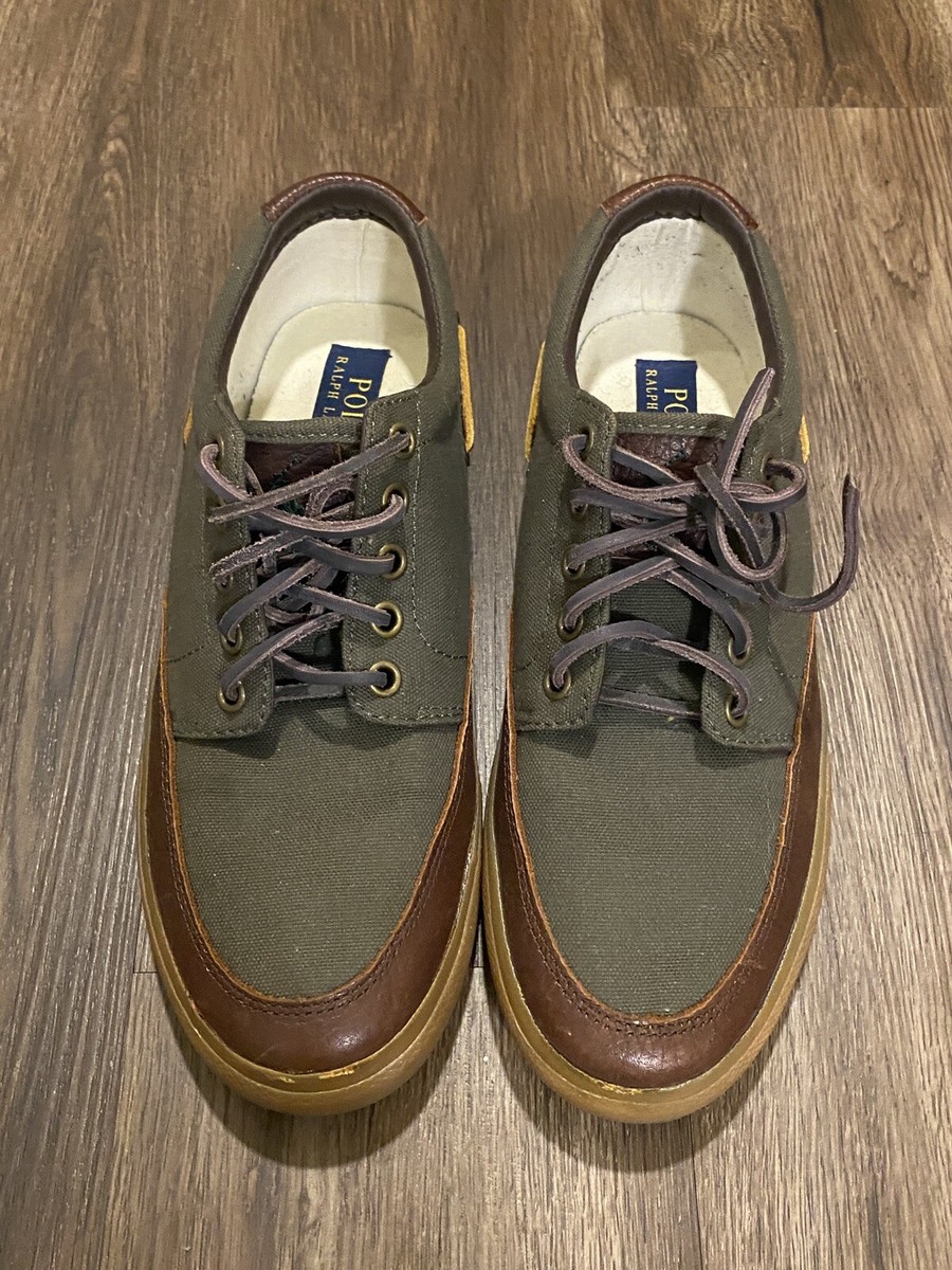 Polo Ralph Lauren Vance Side Lace Green Canvas & Leather  display picture 1