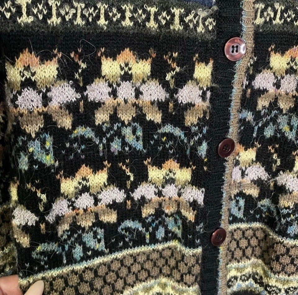 Jason Maxwell винтажный вязаный кардиган шерстяная смесь цветочный женщин маленький коттедж Core - Изображение 2 из 4