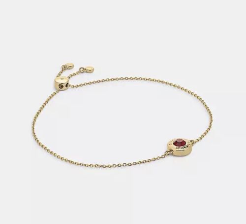Coach Open Circle Stone Slider Bracelet- Red/Gold/ FAST SHIPPING - Picture 1 of 2