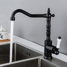 Black Kitchen Bathroom Faucets Swivel Spout Deck Mounted Brass Sink Mixer Taps