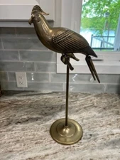 Dolbi Cashier Brass Cockatoo Parrot On Stand Vinatge Hollywood Regency