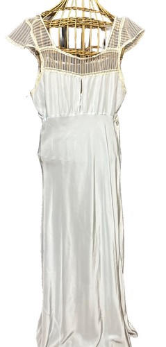 Fabulous Vintage 40's Lady Edso Gowns Sheer Lace Floor Length Nightgown Blue S - Picture 8 of 17