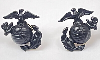 USMC ENLISTED SUBDUED PINBACK EGA SET SERVICE DRESS ALPHA UNIFORM BLACK COLLAR