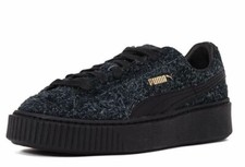 NEW PUMA Suede Platform Elemental Casual Shoes Sneakers Black- White
