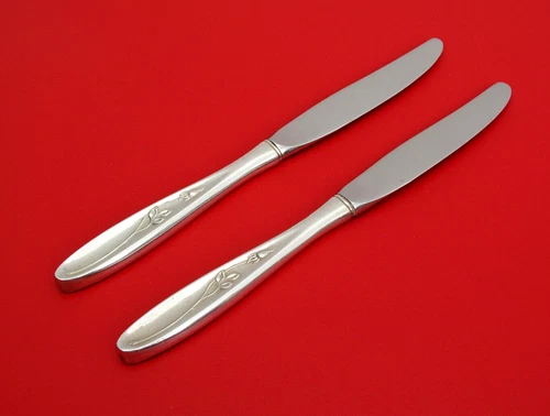 (2) TOWLE ROSE SOLITAIRE - 9" DINNER KNIVES - STERLING SILVER - 1954