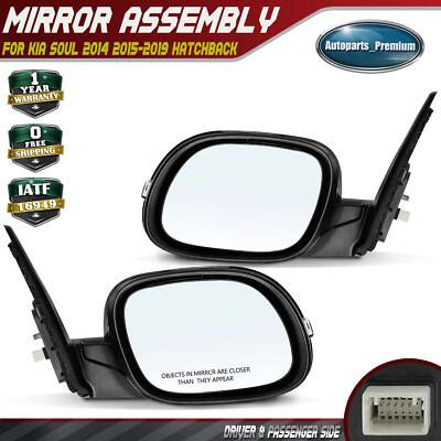 2xLeft & Right Black Power Mirror w/Turn Signal Indicator for Kia Soul 2014-2019