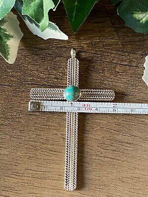 Men's Gold Necklace with Sterling Silver Turquoise Cross Pendant – Nialaya