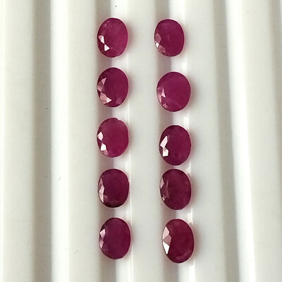 Ruby 5X4 mm Oval Cut Faceted Natural Unheated Gemstone Earth Mined 10 Pieces Lot
