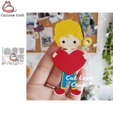 Valentines Day Boy Holding Heart Metal Cutting Dies Scrapbook Card Making Craft