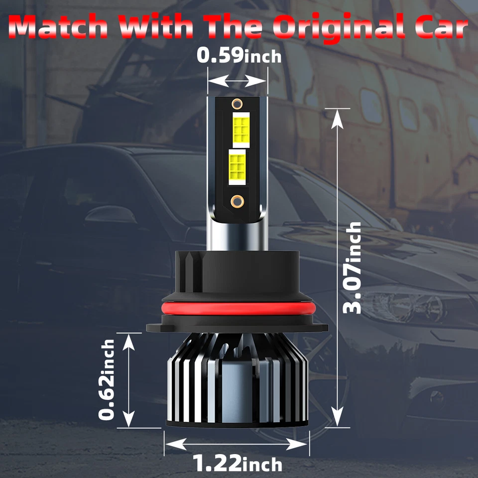 2PCS For Saturn Ion 2003-2007 9007 LED Headlight Bulbs Kit Hi/Low Beam 6000K - Изображение 2 из 4