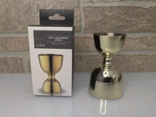 NEW Viski Gold Cantebury Heavy Solid Jigger 1 & 2 oz Measure Lines 